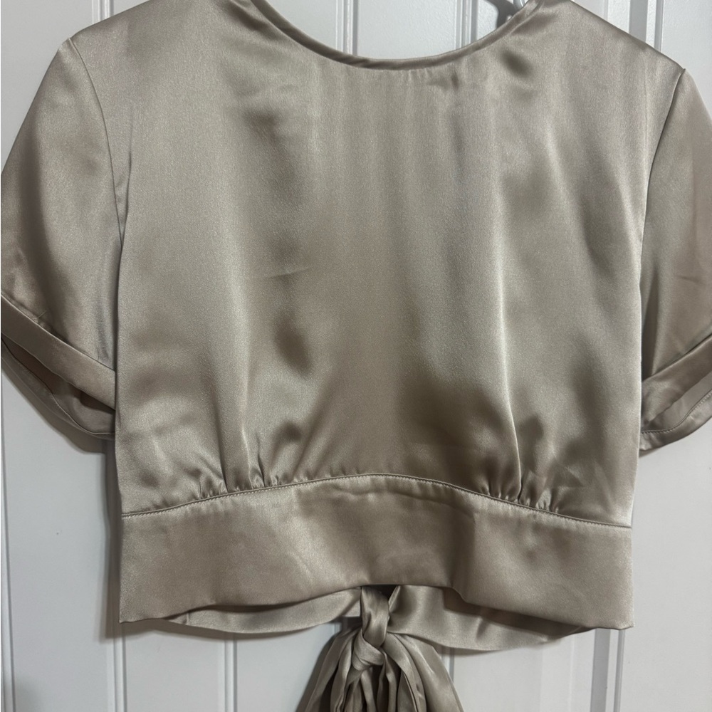 Elegant Champagne Satin Women's Top